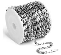 33 Feet Stainless Steel Box Chain Bulk, 3mm 304 Stainless Steel Chains Roll Spool Thin Square Rolo Box Link Chain Bulk for Jewelry Making DIY Craft