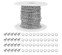 33 Feet Stainless Steel Jewelry Chains for Jewelry Making - Silver Chain Roll with 40 Pieces Open Jump Rings & 20 Pieces Lobster Clasps - Silver Necklace Link Cable Chains DIY Accessories (2.0mm)