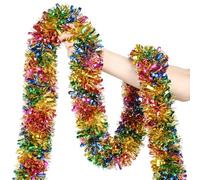 33 FT Christmas Tinsel Garland, Thick Colourful Tinsel for Xmas Tree Decor | Fluffy & dense, easy to shape, trim, and reuse, for Christmas tree, mantels, Halloween, New Year and indoor or outdoor decor