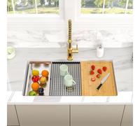 33 Granite Composite Kitchen Sink - Beslend 33x19 Inch White Granite Kitchen Sinks Undermount White Quartz Sink Ledge Workstation Classic Under Counter Single Bowl Sink Basin