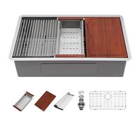 33 Inch Undermount Workstation Sink - Beslend 33”x19”x10” Stainless Steel Ledge Workstation16 Gauge 10 Inch Deep Single Bowl Kitchen Sink