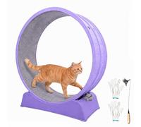 33" Large Cat Wheel with Detachable Carpet & Teaser for Running/Walking/Training, Update Cat Treadmill for Weight Loss, Playing, Fitness & Pent-Up Energy, Cat Exercise Wheel - Purple