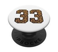 33 Number Leopard Thirty-Three Team Sports Varsity Matching PopSockets Adhesive PopGrip