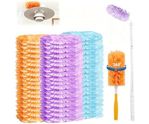 33 Pack Duster Refills compatible with Flash Duster Dust Magnet Refills, with 2 handle, 360° Trap & Lock 100% of Household Dust, Hair & Allergens