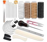 33 Pcs Bookbinding Kits 4 Pcs Bone Folder Paper Creaser Paper Folding Tool Book Binding Supplies with Bookbinding Needle, Waxed Thread, Steel Ruler, Awl for Bookbinding, Paper Card Crafts