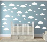 33 Pcs Clouds Wall Decals - Removable Vinyl Stickers for Nursery Children Bedroom Decor or Any Room- Large Cloud Decals - DIY Home Art Mural - Peel and Stick Decals - White