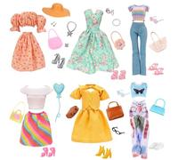33 Pcs Doll Clothes Compatible with Barbie 11.5 inch Doll, Doll Outfits and Accessories with 2 Dresses, 4 Tops, 2 Skirts, 2 Pants, 6 Shoes, 6 Bags, 11 Accessories, Girl Gifts in Random