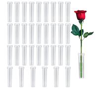33 Pcs Flower Water Tubes, Reusable Plastic Floral Water Tubes with Silicone Caps, Clear Flower Storage Vials for Keeping Plants Flower Fresh Flower Arranging - 7.2x1.8cm/2.8x0.7inch