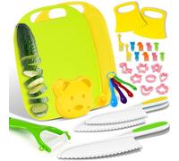 33 PCS Kids Knife Set for Chopping & Montessori Toddler Kitchen Set - Real Safe Cooking Tools for Ages 3-10, Includes Peeler, Cutting Boards, Shape Molds & More Kitchen Utensils