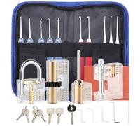 33 Pcs Lock Picking Kit, [Upgraded Version] Diyife Lock Pick Set with 4 Transparent Training Locks 3 Key Extractors & 8 Locks Picking Tools for Lockpicking, Guide for Beginner and Locksmith Training