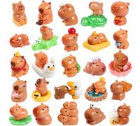 33 Pcs Mini Capybara Figurines 25 Style Adorable Resin Capybaras Miniatures Mini Capybara Cake Toppers Set for DIY Fairy Garden Car Dashboard Moss Landscape Home House Birthday Party Decor