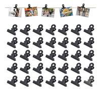 33 Pcs Small Bull Clips Black, Mini Binder Paper Clips Tiny Metal Clamps for Bags Tags, Picture Photo, Office