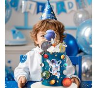 33 PCS Space Theme Cake Topper Happy 6th Birthday Astronaut Planet Cake Decorations Set for Kids Boys Girls Birthday Party Outer Space Themed Party Baby Shower Supplies