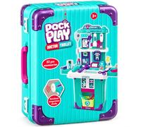 33-Piece Kids Doctor Trolley Playset - 2-in-1 Suitcase to Medical Play Station with Wheels, Pretend Doctor Accessories, Stethoscope & Medical Tools, Imaginative Role Play Toy for Children 3+