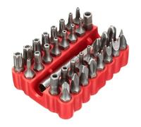 33 Piece Security Bit Set with Magnetic Extension Holder, Tamper Resistant Quick Release Screwdriver Bits for Furniture Appliance Repair, Silver and Red Tool Kit