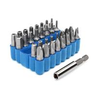 33 Pieces Security Screwdriver Bit Kit - CR-V Steel, Magnetic Torx, Spanner, Tri-Wing, Hex Bits, Portable Blue Case