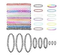 33 Pieces Tattoo Choker, Stretch Necklace, Vintage Rubber Tattoo Choker, Ring Bracelet Necklace for Girls, Women (Multiple Colors)