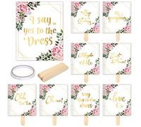 33 Pieces Wedding Dress Shopping Signs Paddles Say Yes to the Dress Props Bride Dress Signs with Wood Sticks and Double Side Tape for Bridesmaids Bachelorette Party Games Gifts