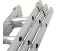 33 Rung Aluminium TRIPLE Section Extension Ladders & Stabiliser Feet 3m 7m