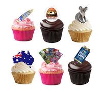 33 Stand Up Australia Aussie Themed Premium Edible Wafer Paper Cake Toppers Decorations