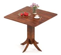 33" Wooden Kitchen Table Square Dining Table w/ Pedestal Base-Walnut