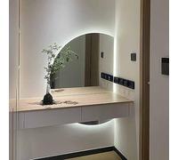 33"x47" Semicircle Bathroom Mirror with Anti-Fog, LED Full Length Mirror, 3 Color Dimmable Smart Vanity Mirror, Backlit Wall Mirror, Modern Decorative Mirror for Living Room (Color : Right c