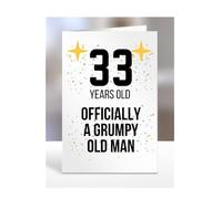 33 Years Old, Officially a Grumpy Old Man Card, Funny, Joke, Gift, 33rd Happy Birthday, Presents for, Dad, Daddy, Grandad, Husband, Uncle, Him, Male, A5-164_5