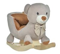 Jouet Kids Plush Rocking Bear with Sound Button & Seat Belt - Grey/Brown, Grey