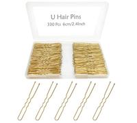 330 Count U Shaped Hair Pins Blonde, YINGFENG 2.4inch Gold Bun Pins Bun Hair Pins for Women Girls with Storage Box, Hair Accessories for All Hair Types