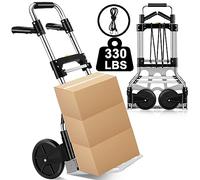 330 LB Capacity Folding Hand Truck Dolly Cart, Portable Aluminum Dolly Cart with Telescoping Handle and Rubber Wheels for Moving,Shopping,Travel,Office Use