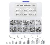 330 Pcs Cone Cup Point Grub Screws, M3/M4/M5/M6/M8 Hex Head Socket Screws Set Assorted, Mixed Stainless Steel Metric Threads with Internal Hex Drive for Door Handles, with 5 Pcs Allen Key