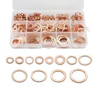 330 PCS Copper Sealing Rings Assortment Set, 12 Sizes Copper Metric Flat Sealing Washers Kit, Sump Plug Gasket Crush Washer Assortment, M5 M6 M8 M10 M12 M14 M16 M20