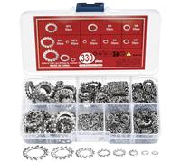 330 Pcs Stainless Steel Washers Assorted, Internal Star Tooth Lock Washers, Push On Quick Speed Internal Tooth Fasteners Locking Washer, M2.5 M3 M4 M5 M6 M8 M10 M12