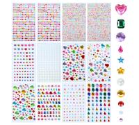 3300 Gem Stickers, Self Adhesive Gem Sticker Bling Jewels, 12 Sheets Various Shapes Multicoloured Crystal Gemstone, for DIY Craft Nail Body Makeup Festival