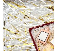 330g Shredded Tissue Paper, Gold And White Shredded Tissue Paper For Gift Boxes, Hamper Stuffing for Gift Boxes and Bags, Ideal Hamper Filling and Stuffing for All Occasions (300g White, 30g Gold)