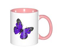 330ml Ceramic Tea Coffee Mug with Exquisite Fade-Resistant Cute Purple Butterfly Prints Perfect for Coffee,Tea,Latte,Hot Cocoa