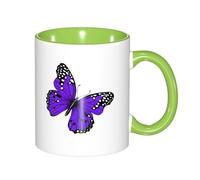 330ml Ceramic Tea Coffee Mug with Exquisite Fade-Resistant Cute Purple Butterfly Prints Perfect for Coffee,Tea,Latte,Hot Cocoa
