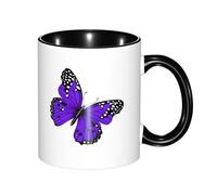 330ml Ceramic Tea Coffee Mug with Exquisite Fade-Resistant Cute Purple Butterfly Prints Perfect for Coffee,Tea,Latte,Hot Cocoa