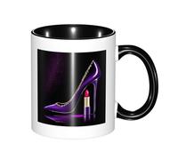 330ml Ceramic Tea Coffee Mug with Exquisite Fade-Resistant Elegant Purple High Heels with Lipstick Prints Perfect for Coffee,Tea,Latte,Hot Cocoa