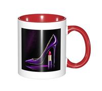 330ml Ceramic Tea Coffee Mug with Exquisite Fade-Resistant Elegant Purple High Heels with Lipstick Prints Perfect for Coffee,Tea,Latte,Hot Cocoa