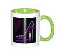 330ml Ceramic Tea Coffee Mug with Exquisite Fade-Resistant Elegant Purple High Heels with Lipstick Prints Perfect for Coffee,Tea,Latte,Hot Cocoa