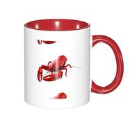 330ml Ceramic Tea Coffee Mug with Exquisite Fade-Resistant Glutton Shrimps Prints Perfect for Coffee,Tea,Latte,Hot Cocoa