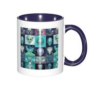 330ml Ceramic Tea Coffee Mug with Exquisite Fade-Resistant Green Alien Prints Perfect for Coffee,Tea,Latte,Hot Cocoa