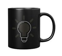 330ML Color Changing Ceramic Mug Battery Heart Thermometer Brain Bulb Pattern Coffee Tea Mug Temperature Color Changing Heat Sensitive Cup Thermochromic Coffee Tea Mug Birthday Gift A