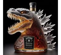 330ML Whiskey Decanter Bottle - Art Statue, 300ML / 10 Oz Dinosaur Monster Whiskey Wine Bottle, Hand-Blown Gothic Themed Carafe Sculpture, Beautiful Carved Glass Wine Decanter Statue(A)