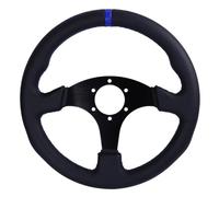 330mm 13Inch Leather Aluminum Frame Universal Racing Drift Steering Wheel Paddle Shifter(BLUE)