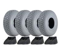 330x100 Grey Mobility Scooter Tyre & Inner Tube Pneumatic Tire 400-5 (Set of 4)