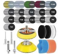 331 Pcs Sanding Disc 50mm Wet Dry Hook and Loop Sanding Discs 60-10000 Grit Sandpaper Pad Kit with 1/8" 1/4” Shank for Resin Wood Jewelry Metal