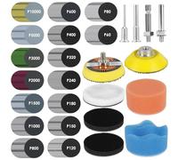 331Pcs 2 Inch Sanding Disc, Hook and Loop Sanding Pads 60 to 10000 Wet Dry Sandpaper with 1/8" 1/4” Shank, Backing Pad, Polishing Pads and Interface Pad for Wood Auto Metal Glass Resin