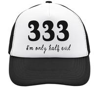 333 I'm Only Half Evil Mesh Back Trucker Cap Adjustable Snapback Hat Casu White